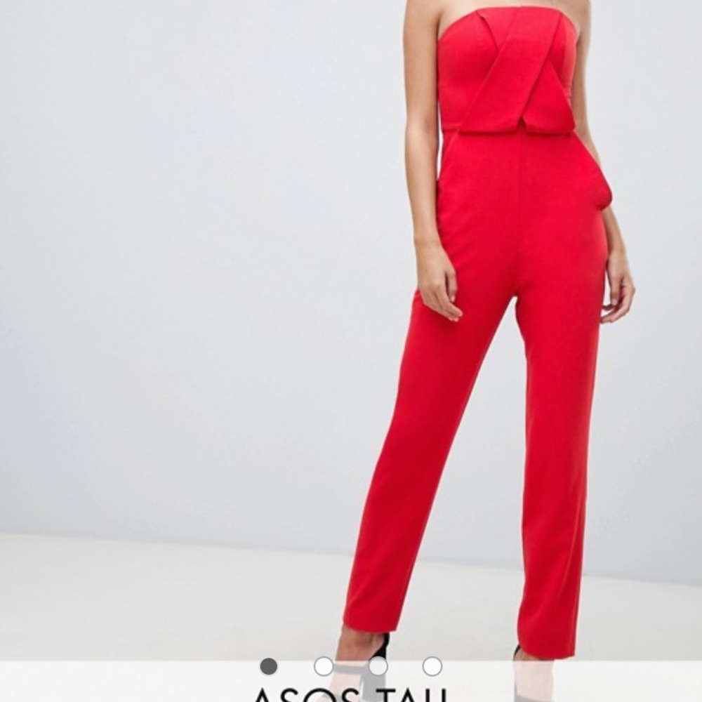 ASOS Tall structured bandeau jumpsuit with peg leg